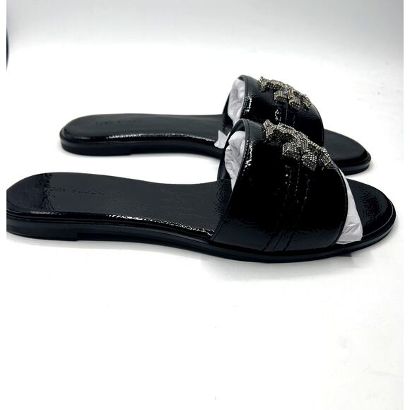 Tory Burch Everly Slide Softy Naplak Cow Perfect Black/Crystal Size 9 NEW - Picture 6 of 9